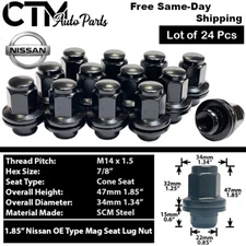 24x Black OEM Factory Mag Seat M14x1.5 Lug Nuts Fit Armada/Titan XD/QX56/QX80