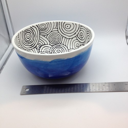 Art Pottery Hand Painted Whimsical Goldfish Signed Large Centerpiece Bowl 8"X4" - Picture 8 of 10