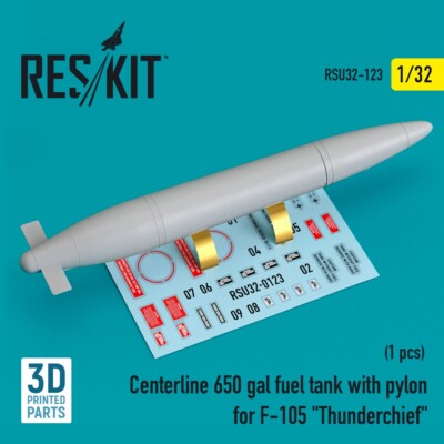 1/32 Reskit RSU32-0123 Centerline 650 gal fuel tank with pylons for F-105 ''Thund
