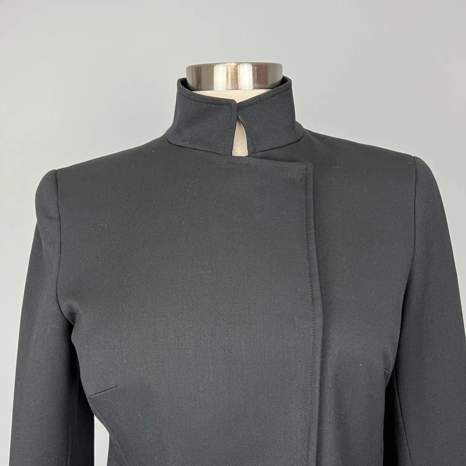 Lafayette 148 Womens Black Structured Blazer Jacket Snap Front Wool size 2 - Image 2 of 4