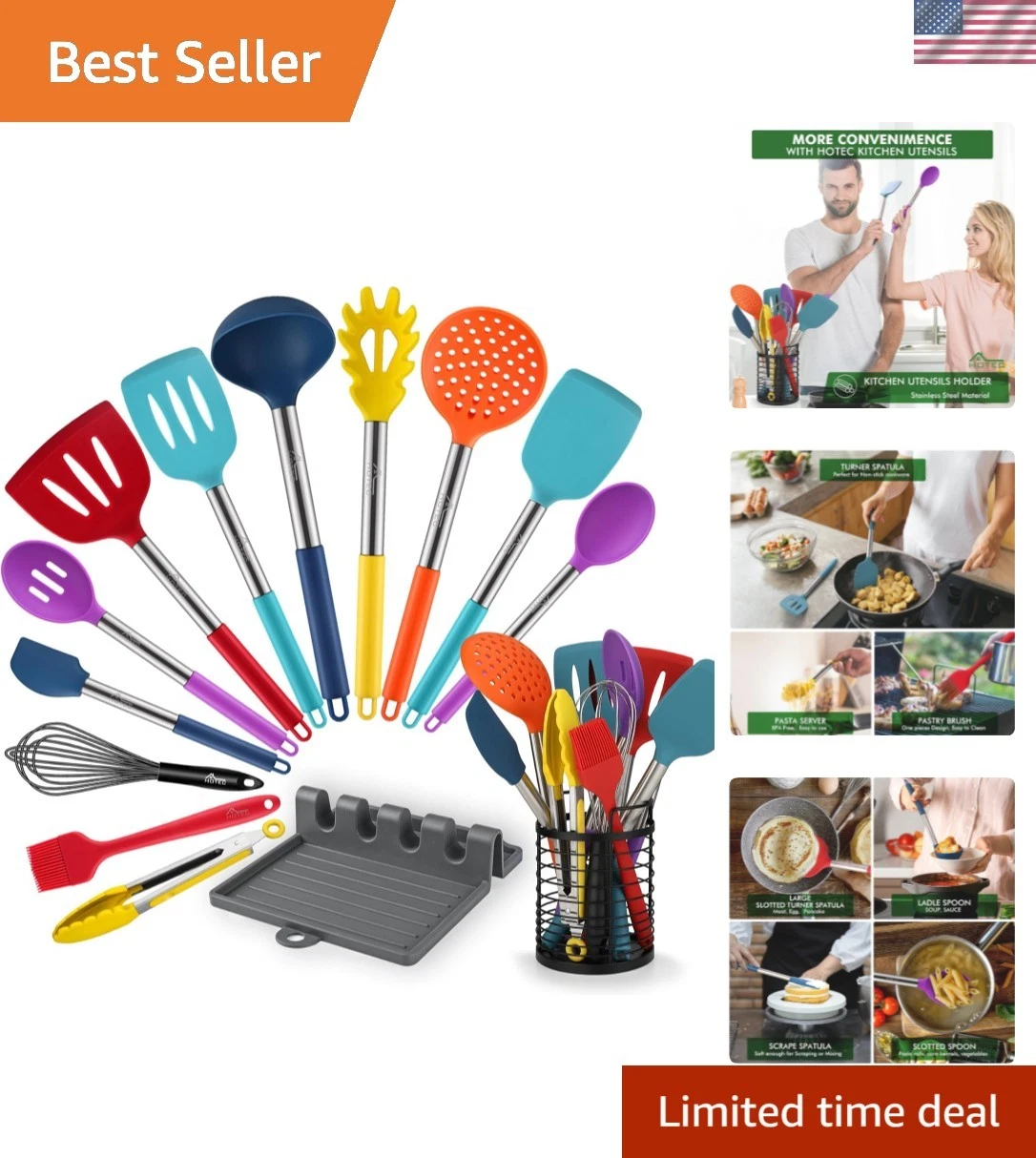 446°F Heat Resistant Silicone Kitchen Utensils, Cooking Utensil Set, Spatula ...
Opens in a new wind
