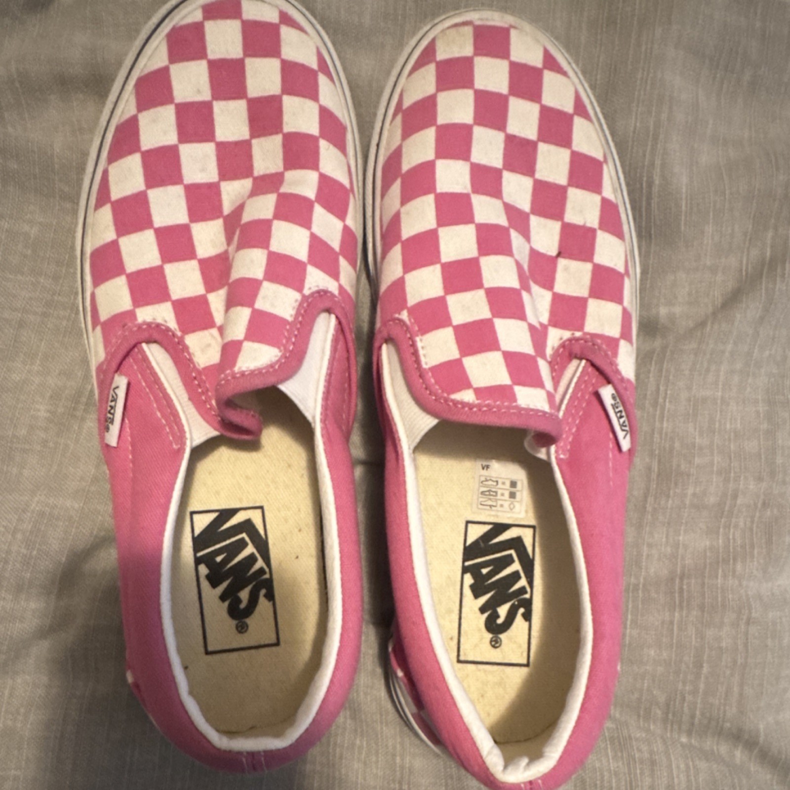 VANS Classic Slip-On Pink Checkerboard Women's Canvas Casual Sneakers