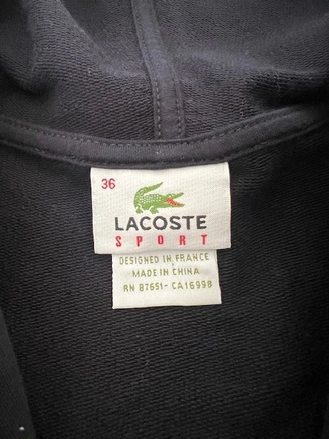 Sudadera con Capucha Lacoste Sport Mujer Algodón Cremallera Completa Talla 36 S/M NUEVA Diseñada Francia Foto 4 de 4