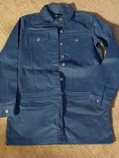 Zara Women's Blue Heavy Canvas Mini Button Down Dress. New Without Tag. Medium.