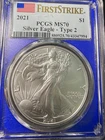 2021 Type 2 American Silver Eagle PCGS MS70 FirstStrike 1oz Silver Coin