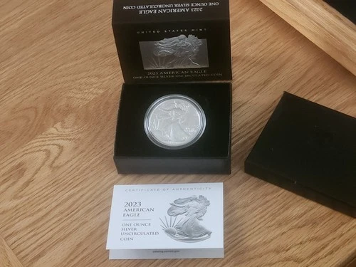 2023 W AMERICAN SILVER EAGLE UNC COIN W COA AND BOX WEST POINT MINT
