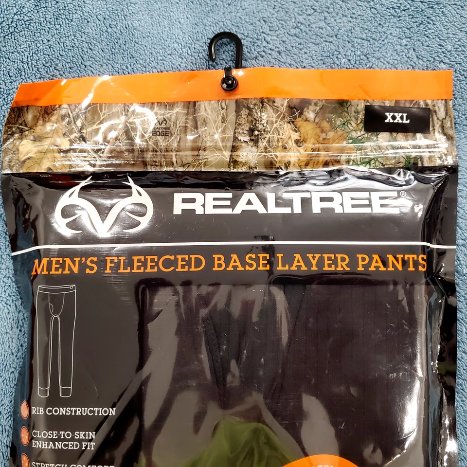 Realtree Men's Fleeced Base Layer Pants. Size 2XL Black NIP Thermal Underware - Image 2 of 4