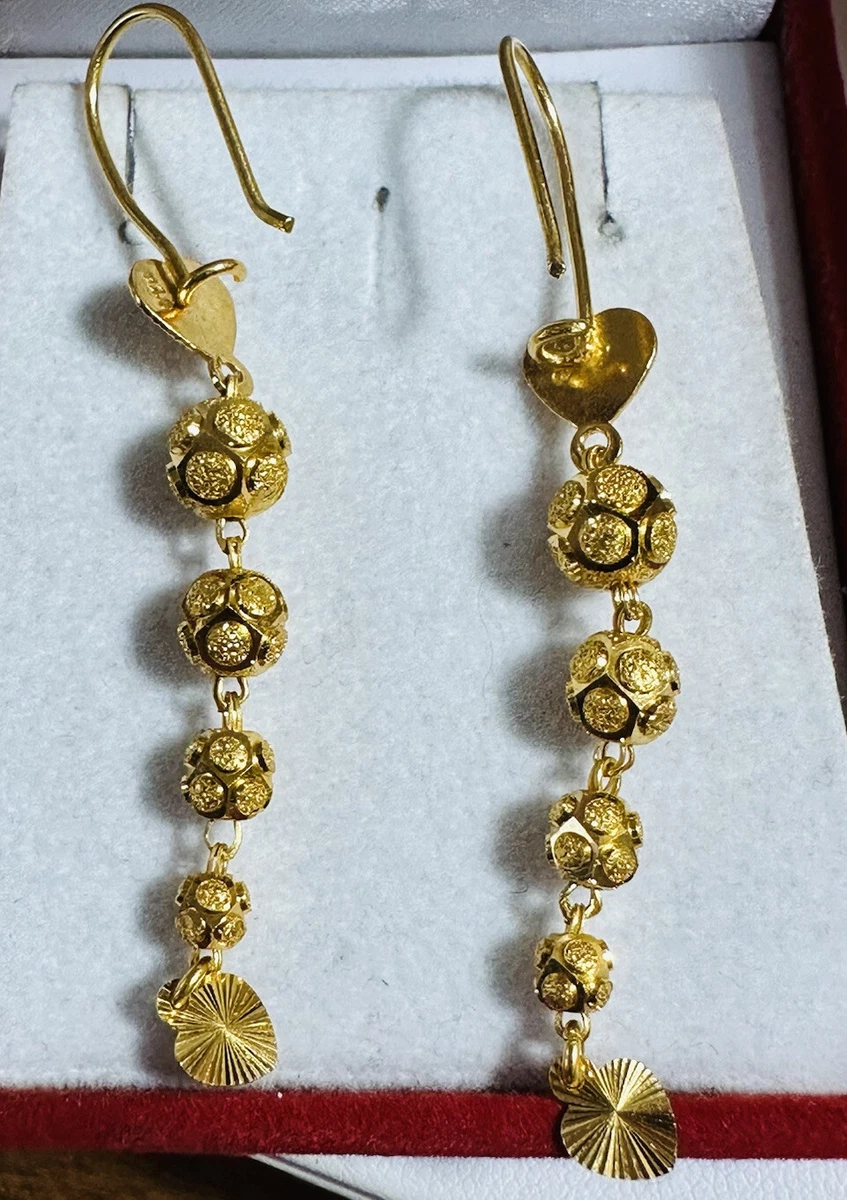Saudi gold dangling best sale earrings