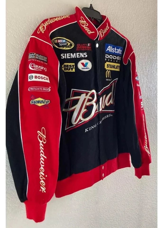 NASCAR Vintage Adulto Racing Chaqueta Bordada Bud Jacket Foto 2 de 4