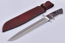 20" CUSTOM HAND MADE D2 STEEL HUNTING KNIFE BOWIE KNIFE WITH LEATHER SHEATH EDC
