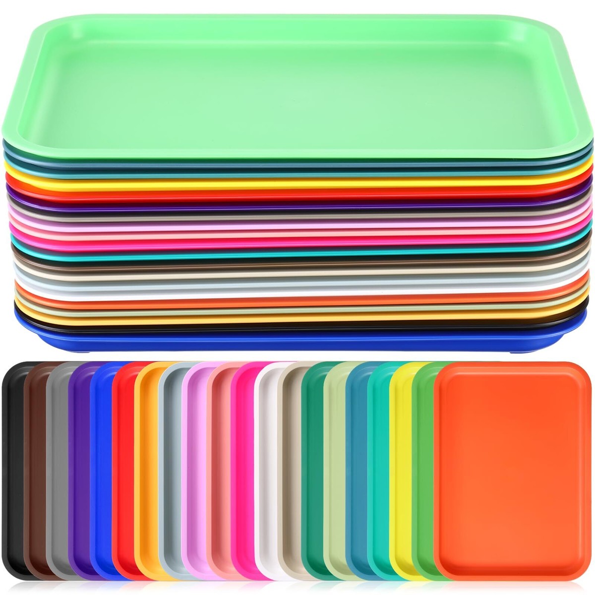 20 Pack 10x7 Inch Plastic Fast Food Trays Restaurant Serving Trays for  Kitchen
