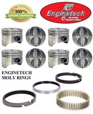 Ford Mercury 302 5.0 Enginetech Dish Top Pistons (8) With Moly Rings 1986 - 1995