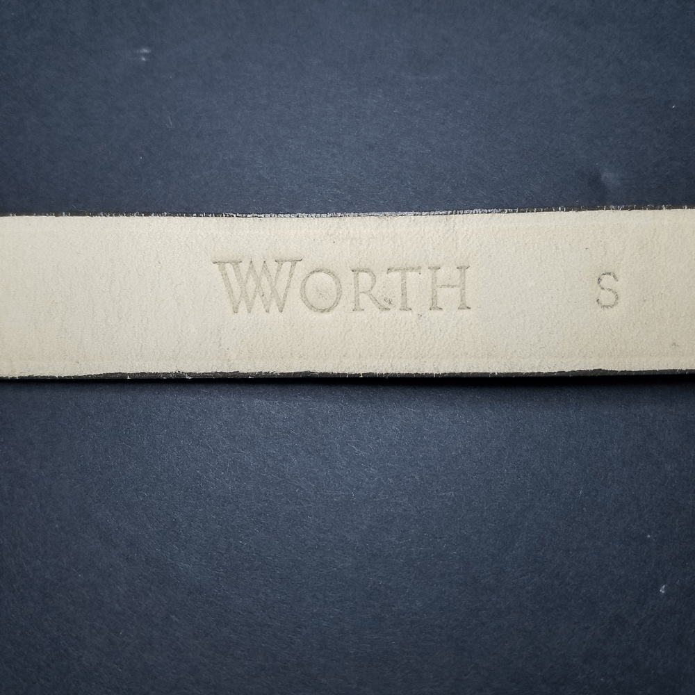 Vintage Worth Tan Leather Snakeskin Pattern Gold Tone Metal Crown Buckle Belt S Vintage Worth Tan Leather Snakeskin Pattern Goldtone Metal  main image 3