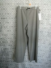 Nuevo Pantalón Focus 2000 Talla 10 Negro Blanco Plano Frontal Botón Cremallera Trabajo Carrera