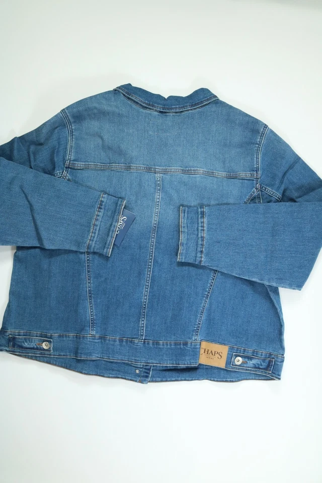 女式 Chaps 蓝色牛仔夹克 3XL 全新! 全新带标签 — 第 2/4 张图片
