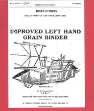 IH McCormick Improved Left Hand Grain Binder Owner's / Parts Manual 5 6 7 8 ft 