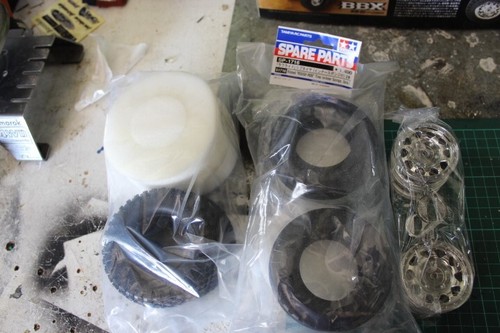 Tamiya BBX Front & Rear Tires with Wheels and Inserts - Full Set - Brand New