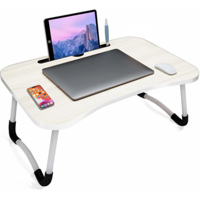 Foldable Laptop Lap Desk for Bed, Adjustable Breakfast Tray Table with Holder Sl