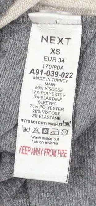 Next Women's Grey Striped Jumper, Size 6, Mock Neck - Image 3 of 4