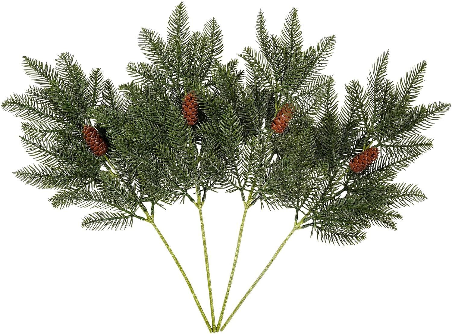 PCS Artificial Pine Branches-19.7 Inches Fake Greenery Plants Pine