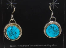 Navajo Kingman Dangle Drop Earrings Sterling Silver D. Morris