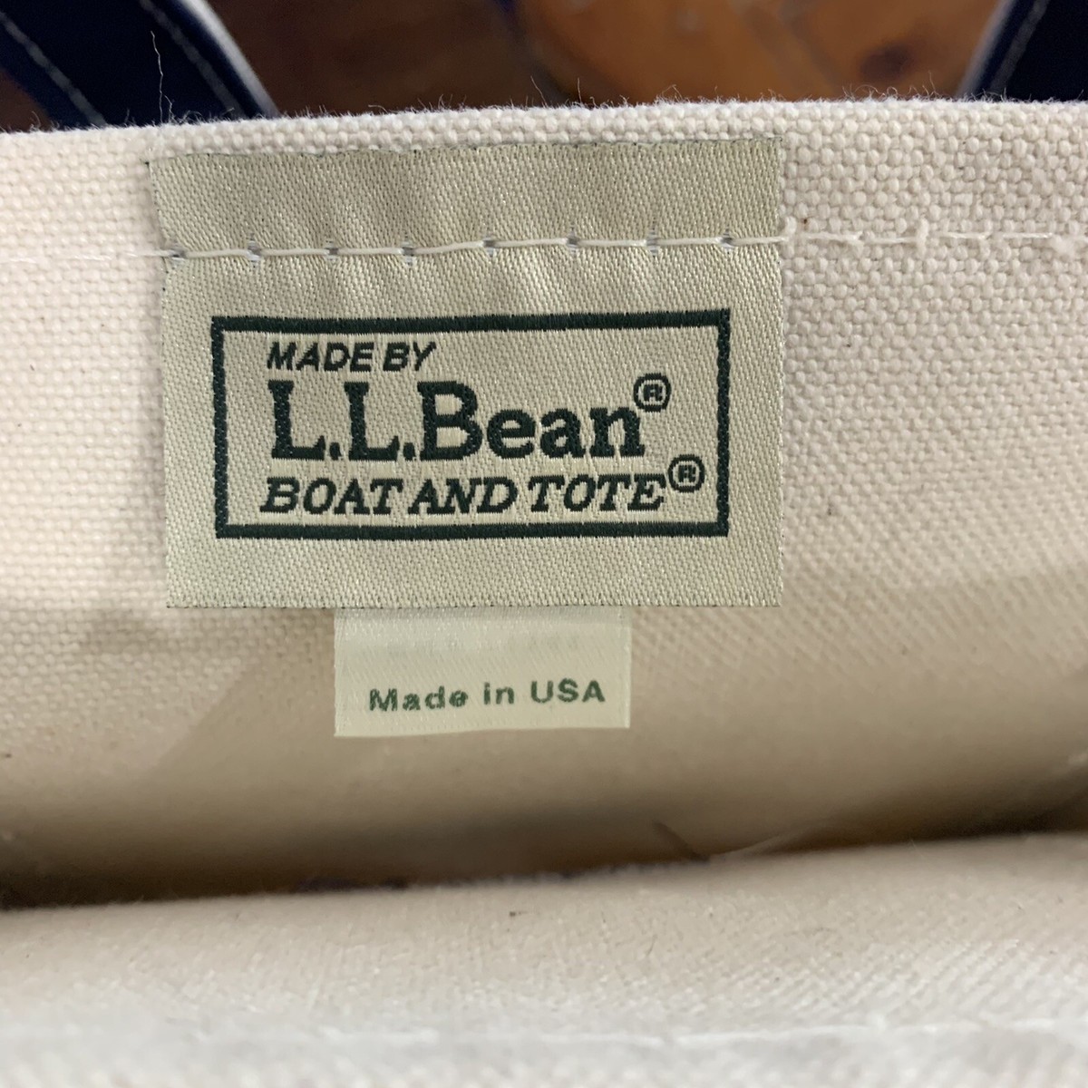 Vintage LL Bean Boat And Tote Canvas Small Navy Blue White Vintage LL Bean Boat And Tote Canvas Small Navy Blue White