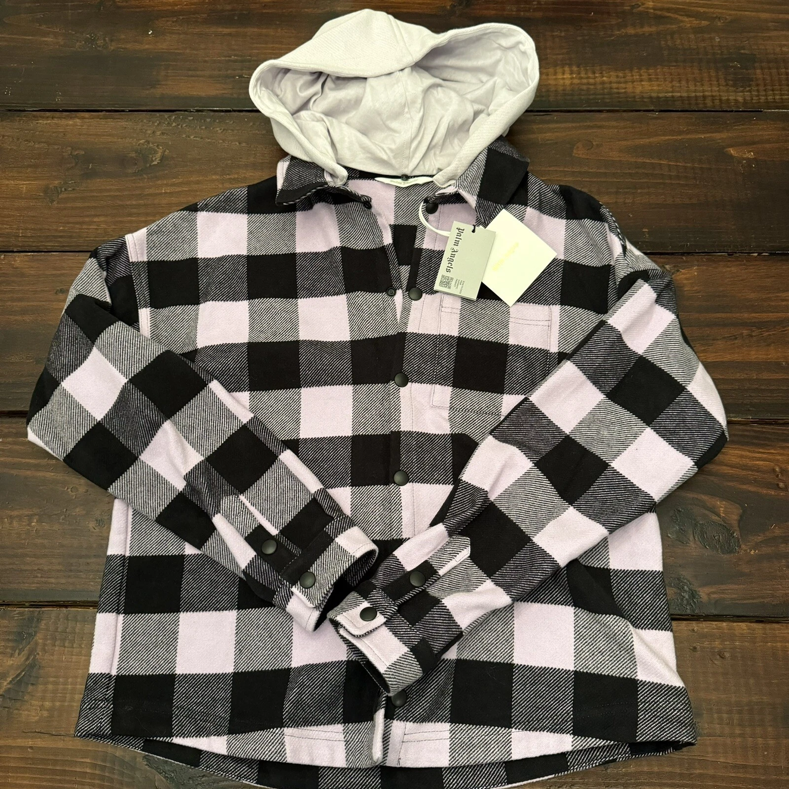 Felpa con cappuccio Palm Angels bambini a quadretti $550 taglia 12 blu navy rosa lilla