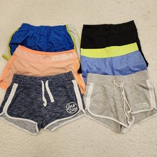 6pc Girls Shorts Active Athleisure Athletic Justice Softball Gym Workout Sports