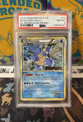 PSA 8 Blastoise Prerelease 2010 HG&SS Unleashed Promo Holo Rare 13/95 Pokemon
