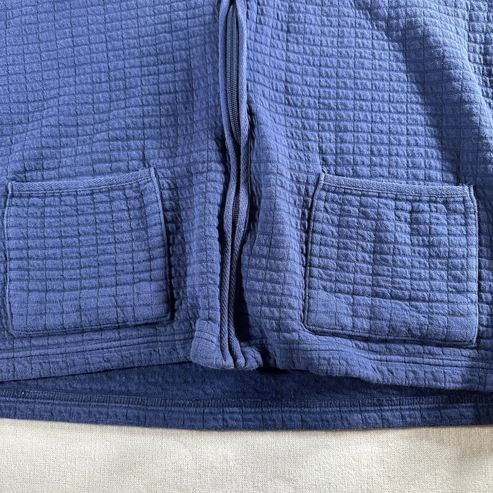 Sudadera con capucha deportiva para mujer French Laundry azul gofre bolsillos con cremallera talla 1X Foto 3 de 4