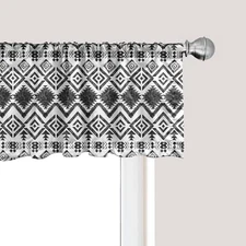  Tribal Window Valance Pack of 2, Black and White Hand-Drawn Tribal Sketched 