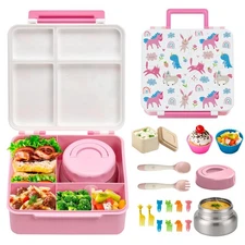 Bento Lunch Box with Leak Proof Thermos Food Jar for Kids, Food Lunch Contain...