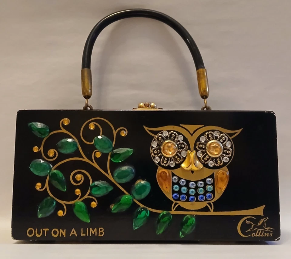 Bolso de mano Enid Collins de Texas años 60 de madera - "Out on a Limb" Foto 2 de 4