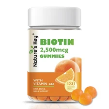 Nature's Key Biotin (Vitamin B7) Gummies Support Hair Skin & Nails Health- 120