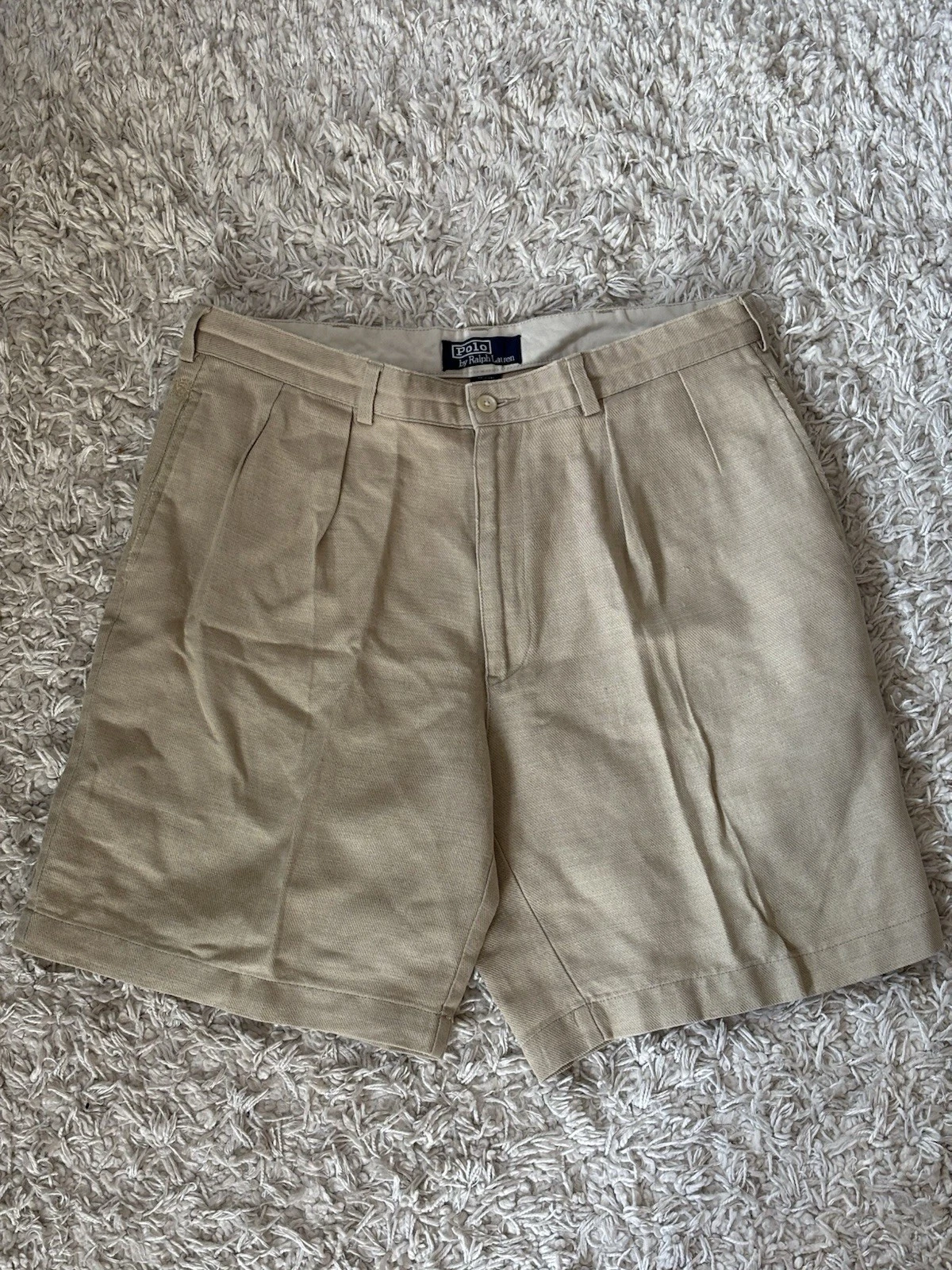 Ralph Lauren Polo Mens Linen Blend Pleated Shorts Size 36