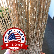 Cortina De Hilos Para Puerta 79x39 Pulgadas Decorativa Brillante Champan NEW US.