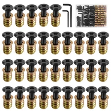 34 Sets 1/4-20 X 3/4 Furniture Screw Nut Threaded Inserts for Wood, Includes ...