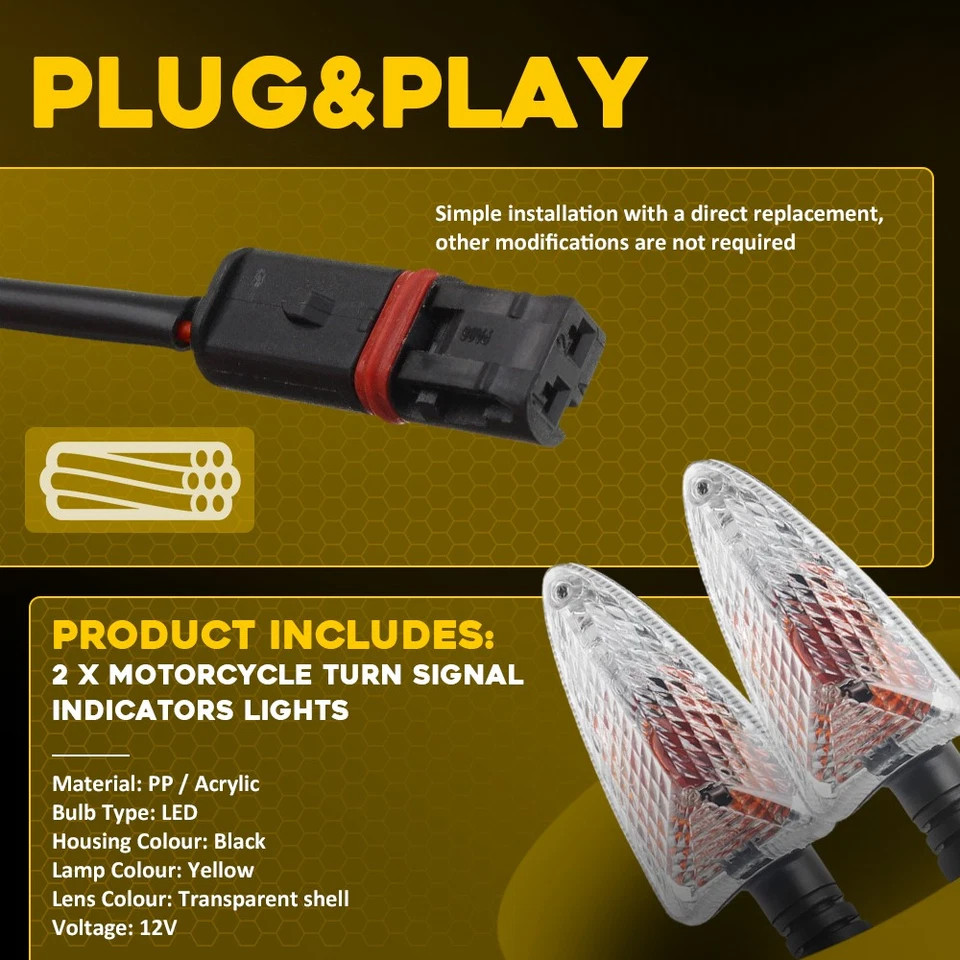 转向信号 4x LED 指示灯双适用于运动摩托车越野自行车灯闪光灯 — 第 2/4 张图片