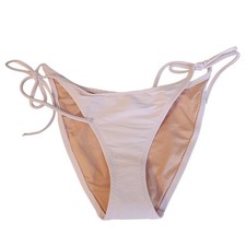 NWT J.Crew Ribbed Curved Waist Cheeky String Bikini Bottom Petal Powder Pink - M