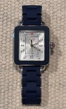 MICHELE  Deco Sport Women’s Navy Date MWW06K000043 silicone link  Stunner!
