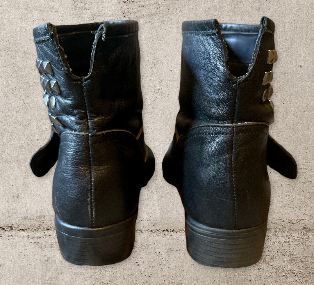 Steve Madden Outlaw Women's 5.5M Black Leather Ankle Boots