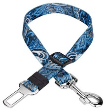 Country Brook Petz  Blue Paisley Car Safety Dog Belt
