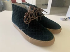 Del Toro Sneaker Chukka Boot Green Suede Quilted size 8 Made in Italy Never Wore