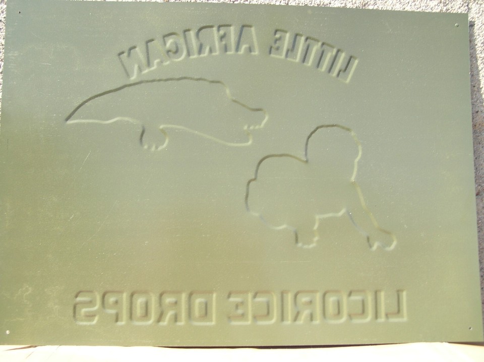 Large Vintage Little African Licorice Drops Embossed Metal Sign 23"X16