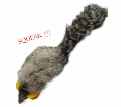 KATS'N US Rabbit Fur Mouse Cat Toy with Squeak Sound - Gray