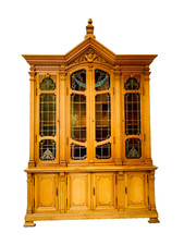 deux corps vitrine cathédrale huit portes chêne et vitraux art déco .XX siècle.