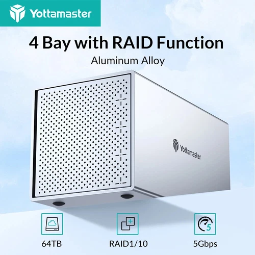 Gabinete de disco duro RAID de 4 bahías USB 3.0 para disco duro/SSD SATA de aluminio de 2,5" y 3,5" - Imagen 1 de 10