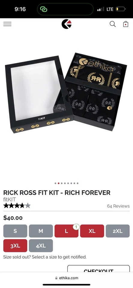 Ethika 2-Pc Rick Ross Rich Forever FITKIT Ltd Ed Gold & Black Boxers & Socks - Image 3 of 4