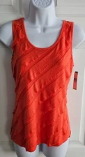 NWT Amy Byer Juniors Medium Coral Flutter Top with Bow Back Accent