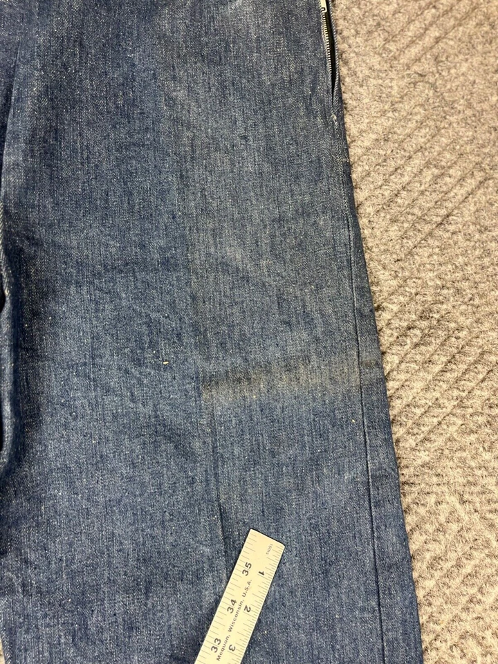 Vintage 1940s Half Selvedge Denim Side Zip Jeans Adult 34x25 Dark Wash Women's - Image 4 of 4